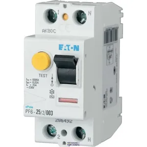 EATON 112921 — PF6-25/2/003-A Residual current circuit breaker (RCCB), 25A, 2p, 30mA, type A