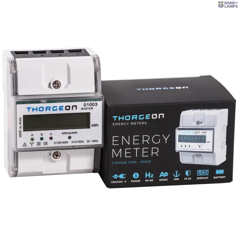 THORGEON 3-Phase DIN Energy Meter 100A 01003