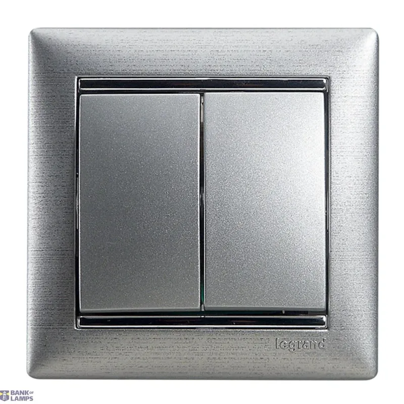 Legrand Switch Double 2 Way Valena Life Aluminium, 10A, 250V, IP31 770108