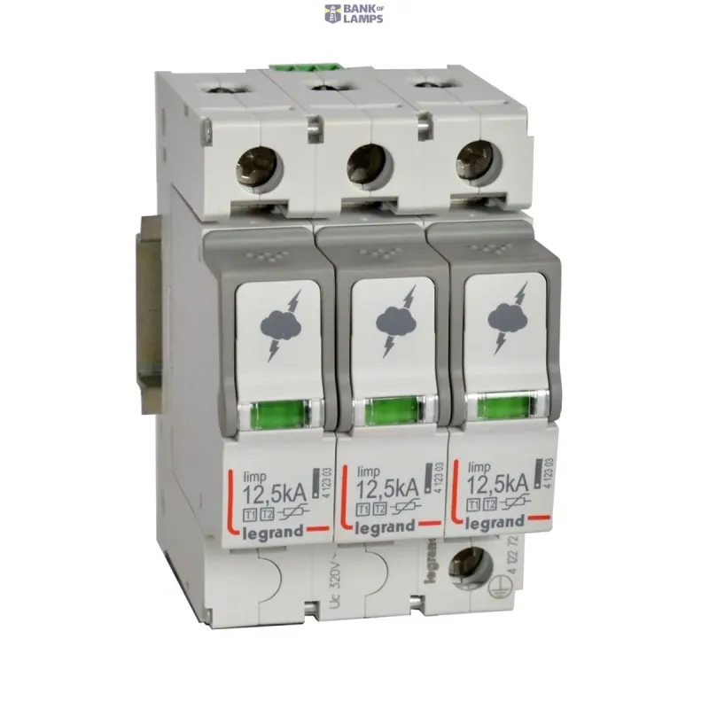 Legrand Surge Protective Device T1+T2, 12.5kA, 3P, 400V, IP20 412272
