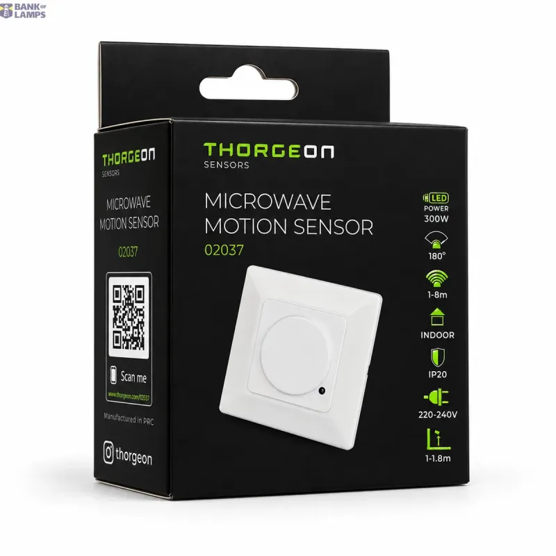 THORGEON Microwave Motion Sensor 1200W Incand. / 300W LED IP20 White 02037