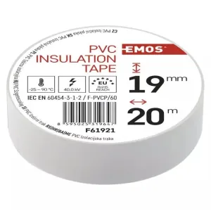 Elektroizolācijas lente PVC 19mm x 013mm x 20m, balta Elektroizolācijas lente PVC 19mm x 013mm x 20m, balta