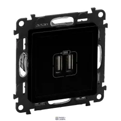Legrand 756312 — USB Socket Valena Life 15W, Black, 3A, AA, 50 - 60Hz, 2×USB-A