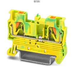 Phoenix Contact 3209536 — Protective Conductor Terminal Block PT 2.5-PE, Push-In Connection, Green-Yellow, Ns 35/7,5, Ns 35/15, 2-Connection