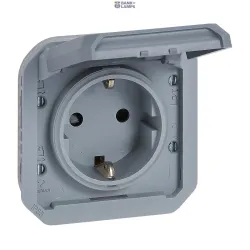 Legrand 069571L — Schuko Socket Outlet 2P+E, Grey, Screw Terminals