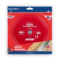 Griešanas disks 260x60Tx30mm, Multimaterial PREMIUM, SPECIALIST+ Griešanas disks 260x60Tx30mm, Multimaterial PREMIUM, SPECIALIST+