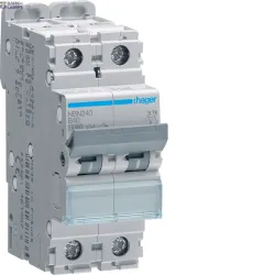 Hager NBN240 — автоматический выключатель 2P, 10 kA/15 kA B-40 A, 2M