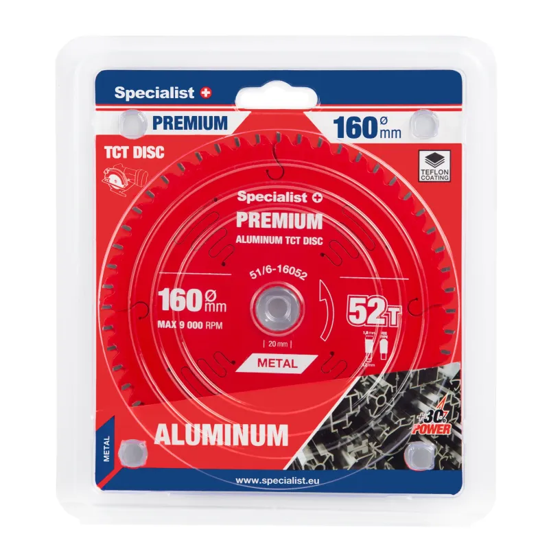Specialist+ Griešanas disks 160x52Tx20mm, Aluminium PREMIUM SPECIALIST+ 51-6-16052