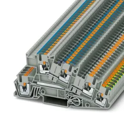 Phoenix Contact 3213950 — Installation Protective Conductor Terminal Block PTI 2.5-PE/L/N, 24A, Push-in connection, 1st, 2nd and 3rd level, Gray, Ns 35/7,5, Ns 35/15, 2.5mm Pitch