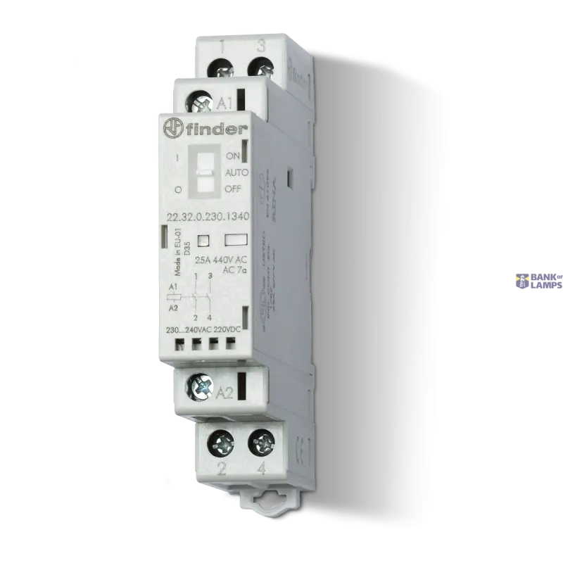FINDER Modular Contactor 17.5mm, 2NO, 25A, 230VUC, AgNi 223202301320
