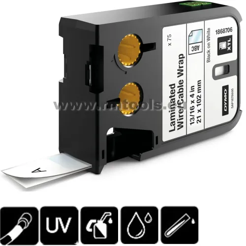DYMO Laminēta lentīte, vadu XTL 21x39mm Melna(150) 31-8705