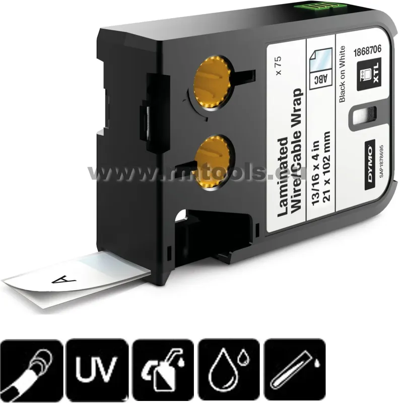DYMO Laminēta lentīte, vadu XTL 21x39mm Melna(150) 31-8705