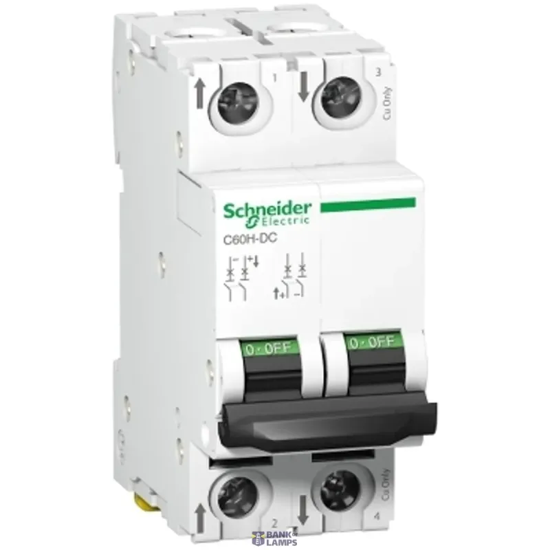 Schneider Electric Miniature Circuit Breaker Acti9 C60H-DC, 2P, 2 A, C Curve A9N61522