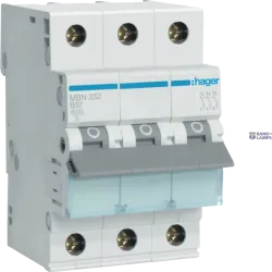 Hager MBN332 — автоматический выключатель 3P, 6 kA B-32 A, 3M