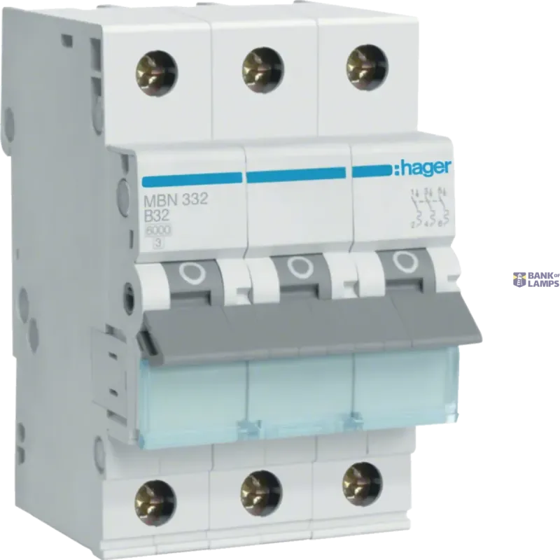 Hager Circuit Breaker 3P, 6 kA B-32 A, 3M MBN332