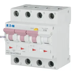 EATON 167508 — mRB4-32/3N/C/003-A RCD/MCB combination, 32 A, 30 mA, MCB trip characteristic: C, 3p+N, RCD trip characteristic: A EATON 167508 — mRB4-32/3N/C/003-A RCD/MCB combination, 32 A, 30 mA, MCB trip characteristic: C, 3p+N, RCD trip characteristic: A