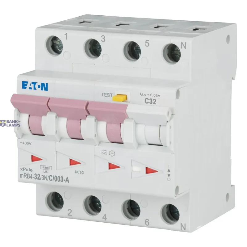 EATON mRB4-32/3N/C/003-A RCD/MCB combination, 32 A, 30 mA, MCB 167508