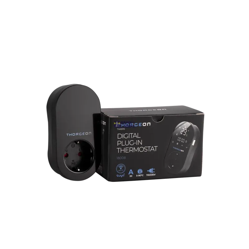 THORGEON Digital Wi-Fi Plug-In Thermostat Black 18008