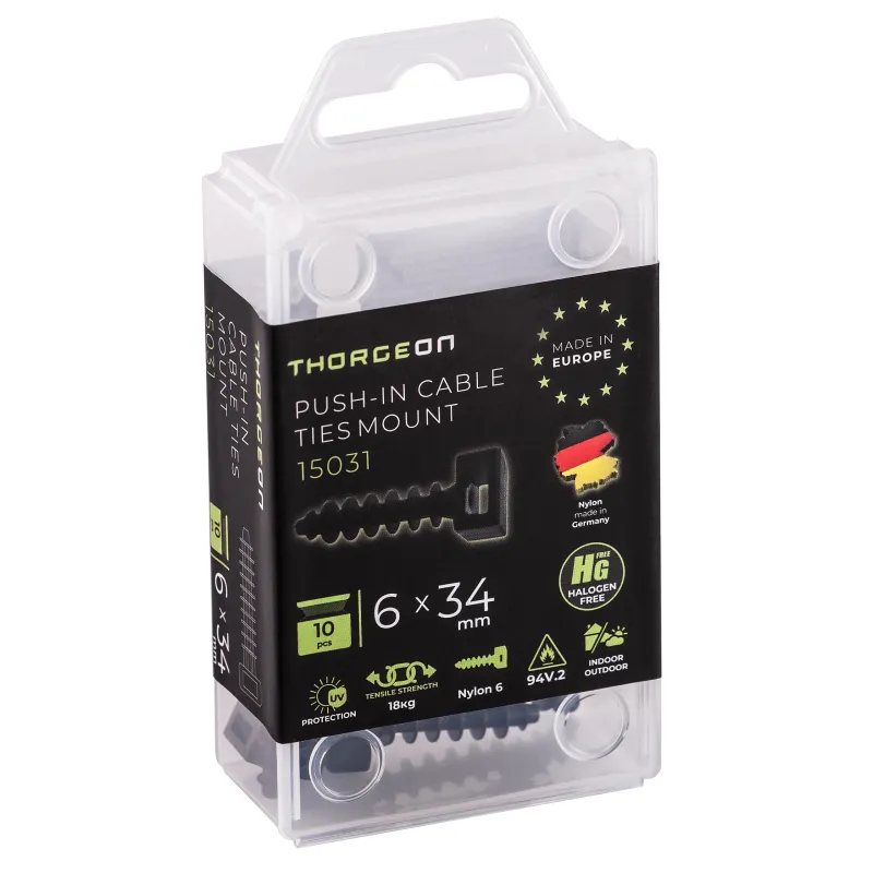 THORGEON Screw Saddle Cable Support 6x34 black (10 pcs) 15031