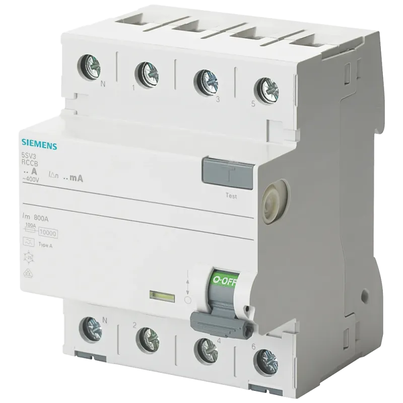 Siemens RCCB, 4-pole, type A, In: 25 A, 30 mA, Un AC: 400 V, N left 5SV3342-6KL