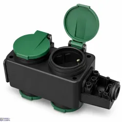 THORGEON 23004 — 4-Way Rubber Socket Adapter, 16A 250V, 3500W, with Safety Shutters & Hook THORGEON 23004 — 4-Way Rubber Socket Adapter, 16A 250V, 3500W, with Safety Shutters & Hook