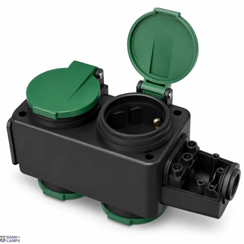 THORGEON 4-Way Rubber Socket Adapter, 16A 250V, 3500W, with Safety 23004