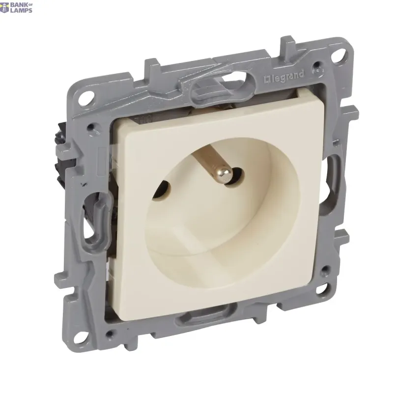 Legrand Socket Outlet Ivory, Clamp Contact, RAL 1013, 16A, 2P+E 664636