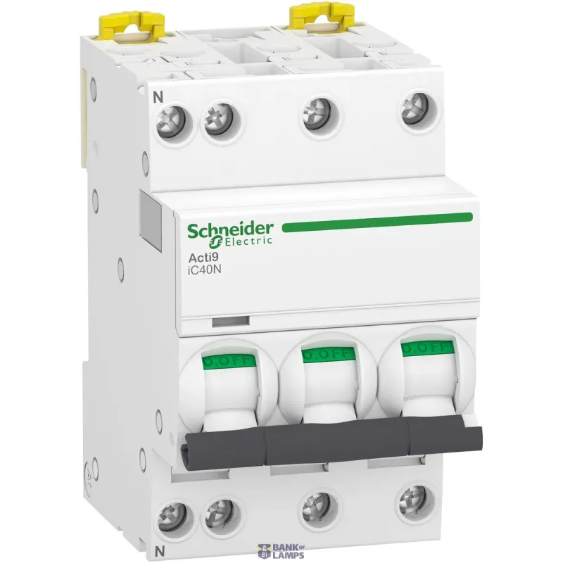Schneider Electric Miniature Circuit Breaker Acti9 iC40N, 40 A, 3P+N, C Curve A9P54740