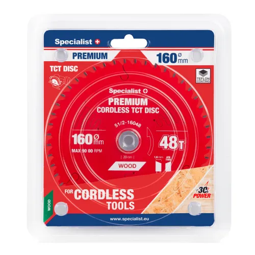 Specialist+ Griešanas disks 160x48Tx20mm, Cordless PREMIUM, SPECIALIST+ 51-2-16048