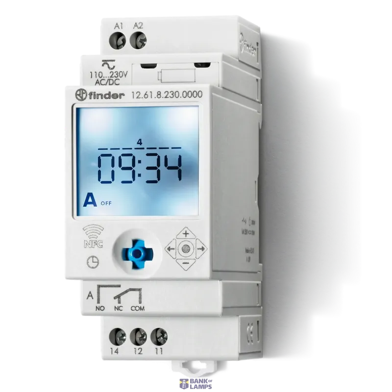 FINDER Digital Time Switch 35mm, 1CO, 16A, 110.230VUC, weekly 126182300000