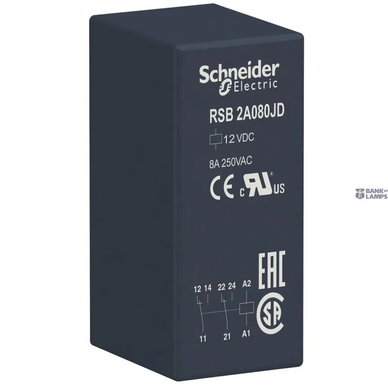 Schneider Electric Plug-In Relay Harmony, 8A, 12V DC, 2CO, IP40 RSB2A080JD