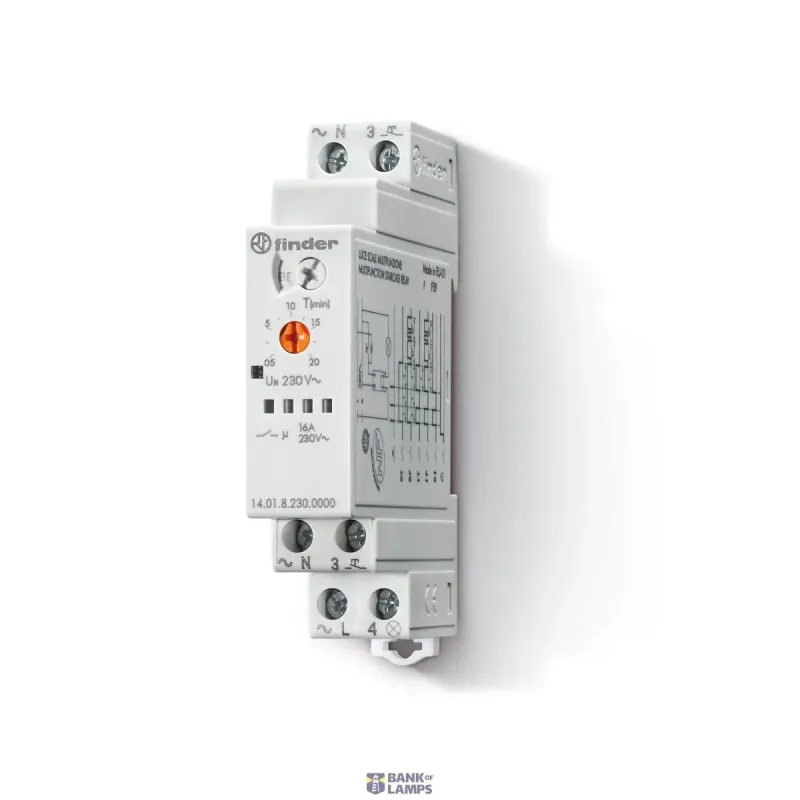 FINDER Electronic Staircase Timer 8 fun., 17.5mm, 1NO, 16A, AC 140182300000