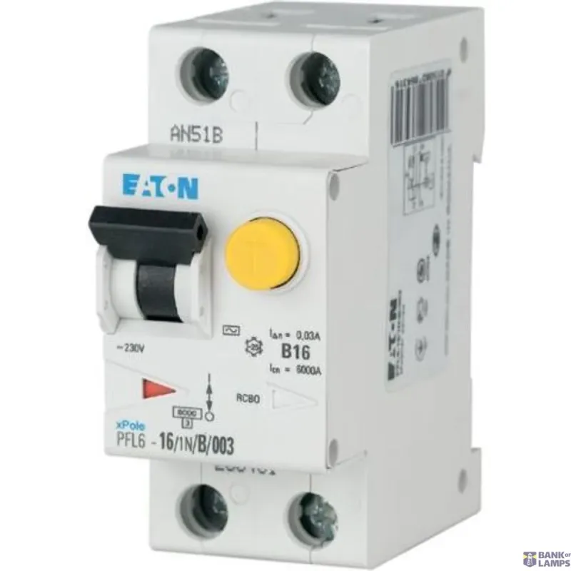 EATON PFL6-16/1N/B/003-A RCD/MCB combination, 16 A, 30 mA, MCB 112875