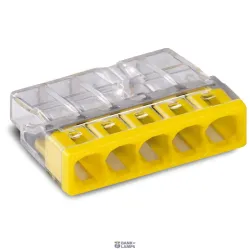 WAGO 2273-205 — Push Wire® клемма соединительная 5-Conductor, Max. 2.5 mm², Yellow Cover, For Solid Conductors WAGO 2273-205 — Push Wire® клемма соединительная 5-Conductor, Max. 2.5 mm², Yellow Cover, For Solid Conductors