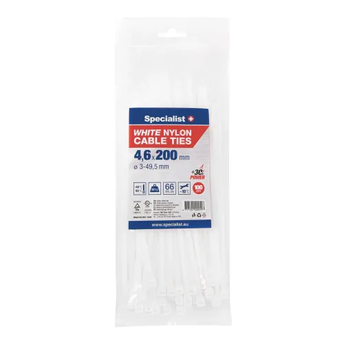 Specialist+ SPECIALIST+ neilona siksna, balta, 4.6 x 200 mm, 100 gab. 81-3-4200B