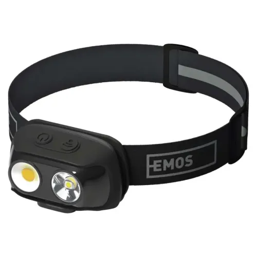 EMOS COB LED rechargeable galvas lukturis P3542, 500 lm, 130 m, litija pols 1200 mAh P3542