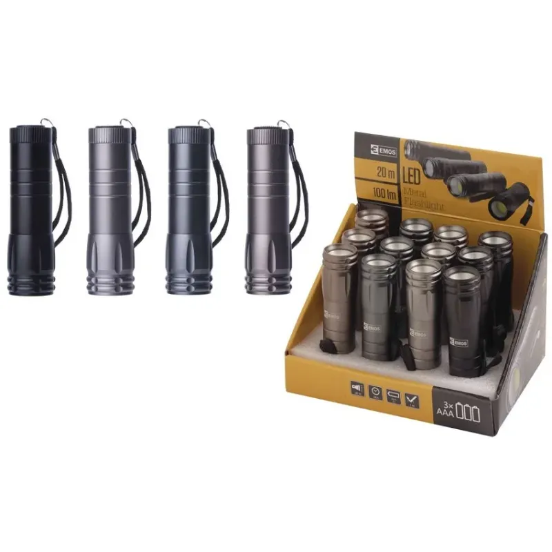 EMOS Lukturis COB 3W 3x AAA, metālisks, 100lm, EMOS P4705