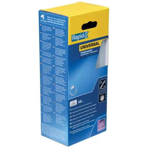 Rapid Glue sticks 12x190mm, universal, transparent, 48pcs, Rapid 5001411