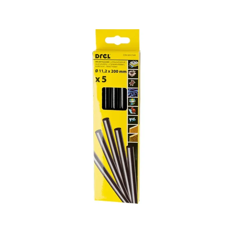 DREL Karstās līmes nūjiņas 11,2 mm x 200 mm, melnas, 5 gab. 45-71201