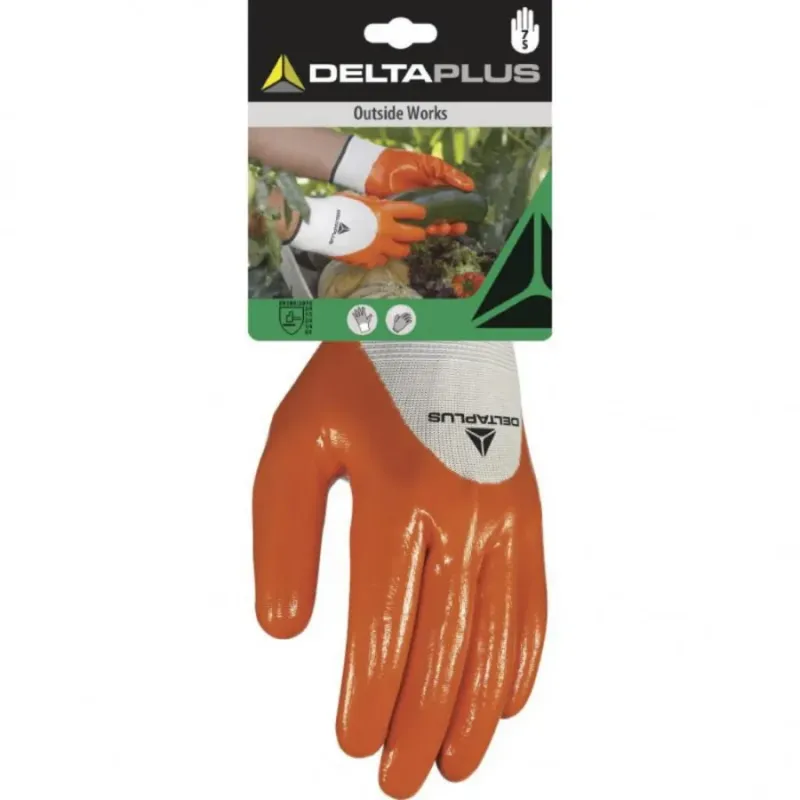 Delta Plus Tekstila darba cimdi, poliestera ar nitrila pārklājumu, 9 DPVE715OR09