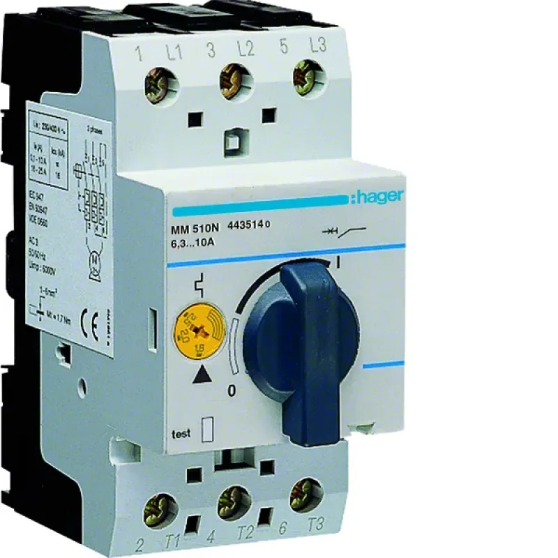 Hager Motor Starter 6.3-10.0 A, 2.5M MM510N