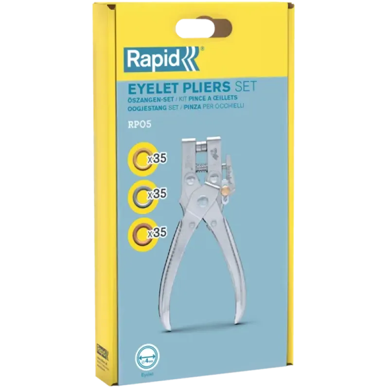 Rapid eyelet pliers RP05 for 4mm eyelets + 100 eyelets, Rapid 5001723