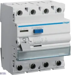 Hager CGA463D — Differential slēdzis 4P, 63 A, 500 mA, type A