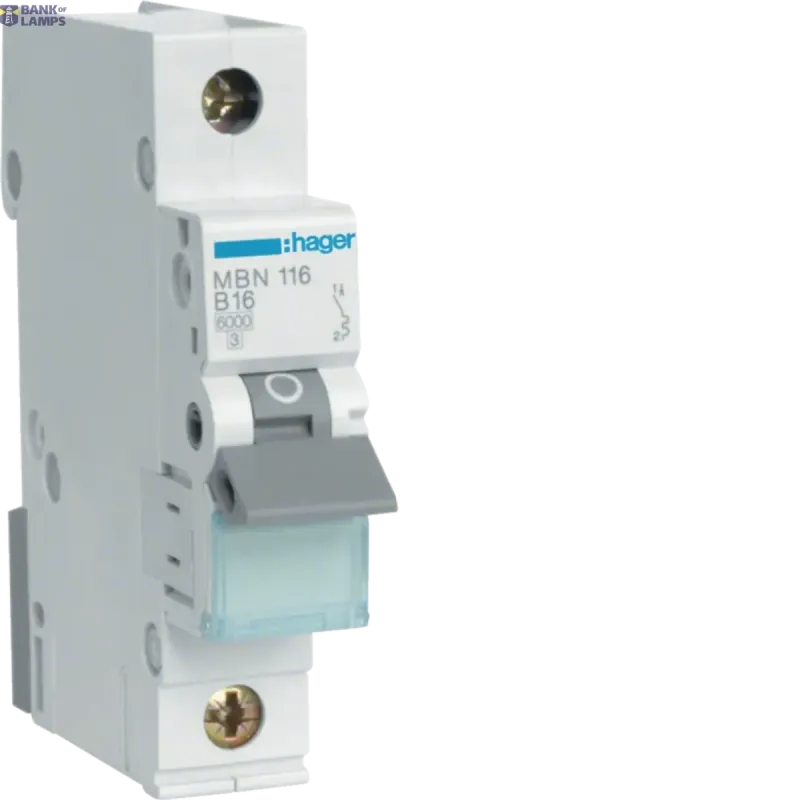 Hager Circuit Breaker 1P, 6 kA B-16 A, 1M MBN116