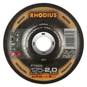 Griešanas disks FTK26 125x2,0 mm. RHODIUS Griešanas disks FTK26 125x2,0 mm. RHODIUS
