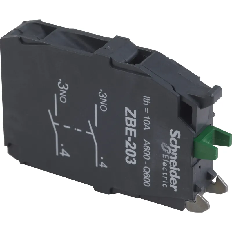 Schneider Electric Contact Block Harmony XB4, 2NO, IP20, Silver, 3A ZBE203