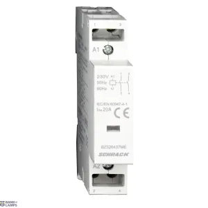 SCHRACK BZ326437ME — DIN Rail kontaktors 20A, 2 NO, 230Vac, 1MW, AMPARO