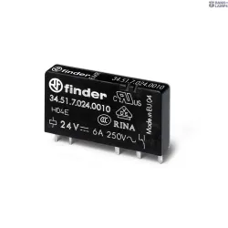 FINDER 345170120010 — Electromechanical Relay Ultra-Slim PCB, 1CO, 6A, 12VDC, Sensitive, AgNi