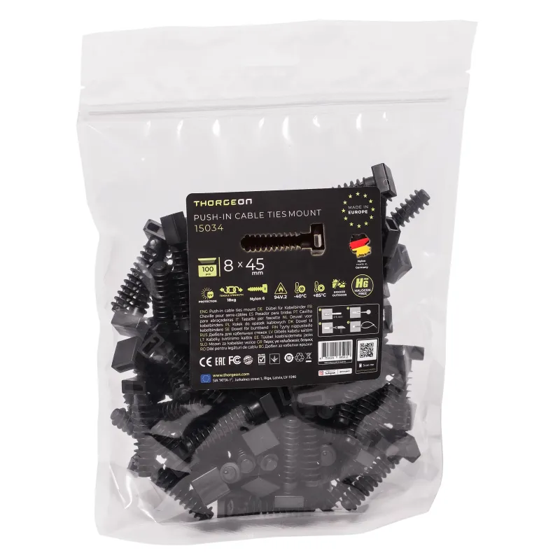 THORGEON Screw Saddle Cable Support 8x45 black (100 pcs) 15034