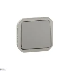 Legrand 069511L — Two-Way Switch Plexo 1-Gang, Grey, 10 A, 250 V, IP55, IK08, 28.5 mm